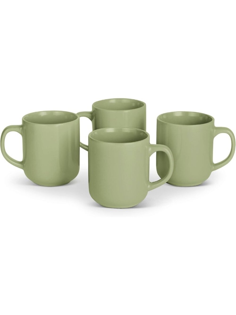 Stylish Olive Ceramic Coffee & Tea Mugs Set - 16 oz, Microwave & Dishwasher